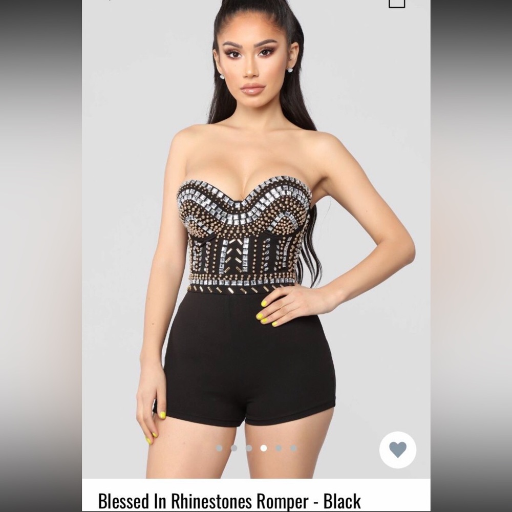 Rhinestone romper fashion nova